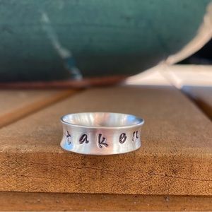 TAKEN .925 Sterling Handcrafted Ring Concave Comfort Band Unisex Size 7.25